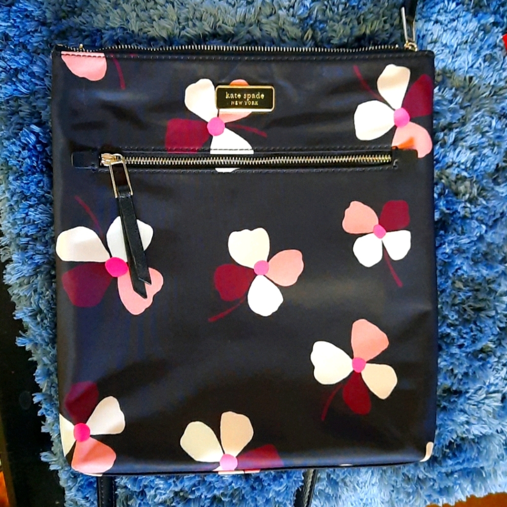 Kate Spade purse navy blue pink flowers